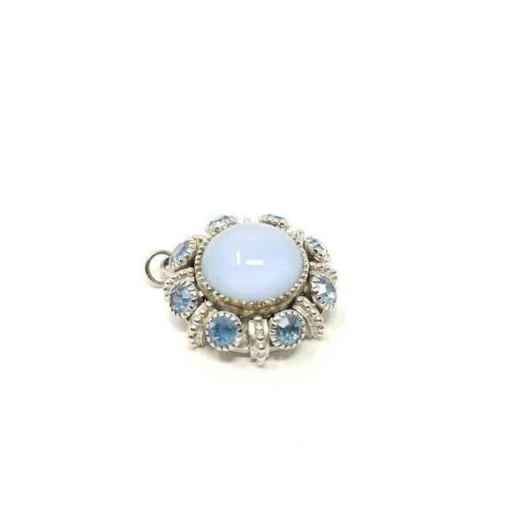 Vintage Avon Light Blue Cabochon Rhinestone Pendant, Pastel, Necklace, Estate - Picture 6 of 6